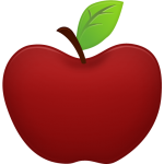 Скачать PNG картинку на прозрачном фоне Эмблема красное нарисованное яблоко с листиком