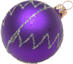 Скачать PNG картинку на прозрачном фоне фиолетовый новогодний шар с серебристыми узорами