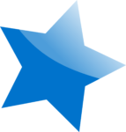 Скачать PNG картинку на прозрачном фоне Глянцевая синяя пятиконечная звезда