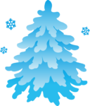 Скачать PNG картинку на прозрачном фоне Голубая нарисованная,синяя елка со снежинками