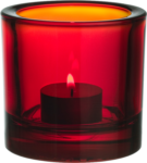 Скачать PNG картинку на прозрачном фоне Горящая свеча в стеклянном водсвечнике красного цвета