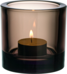 Скачать PNG картинку на прозрачном фоне Горящая свеча в стеклянном водсвечнике серого цвета