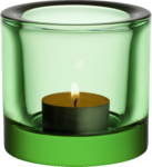 Скачать PNG картинку на прозрачном фоне Горящая свеча в стеклянном водсвечнике зеленого цвета