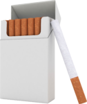 Скачать PNG картинку на прозрачном фоне К пачке сигарет присланена сигарета