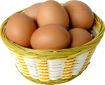Скачать PNG картинку на прозрачном фоне Коричневые яйца в плетеной тарелке