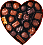 Скачать PNG картинку на прозрачном фоне Коробка в виде сердца с шоколадными конфетами