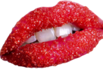 Скачать PNG картинку на прозрачном фоне Красная сахарная помада на губах