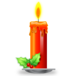 Скачать PNG картинку на прозрачном фоне Красная свеча нарисованная на блюдце, горит, с ягодками