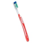 Скачать PNG картинку на прозрачном фоне Красная зубная щетка с белыми полосами