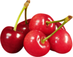 Скачать PNG картинку на прозрачном фоне Красные ягоды черешни в маленькой куче