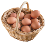 Скачать PNG картинку на прозрачном фоне Куриные яйца в корзине
