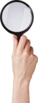 Скачать PNG картинку на прозрачном фоне Лупа с черным ободком в руке