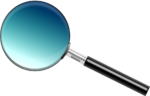 Скачать PNG картинку на прозрачном фоне Лупа с голубым стеклом, нарисованная