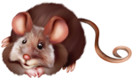 Скачать PNG картинку на прозрачном фоне Мультяшкая коричневая мышка с большими ушами и хвостом