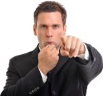 Скачать PNG картинку на прозрачном фоне Мужчина в костюме указывает пальцем и свистит в свисток, вид спереди