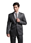 Скачать PNG картинку на прозрачном фоне Мужчина в сером костюме, поправляет галстук, вид спереди