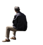 Скачать PNG картинку на прозрачном фоне Мужчина в возрасте, сидит, вид со спины