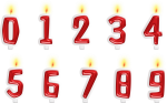 Скачать PNG картинку на прозрачном фоне Набор цифр, горящие свечки, от 0 до 9, нарисованные