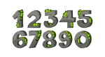 Скачать PNG картинку на прозрачном фоне Набор цифр, каменные с травой, от 0 до 9, нарисованные