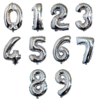Скачать PNG картинку на прозрачном фоне Набор цифр, серебрянные надувные шары, от 0 до 9, нарисованные