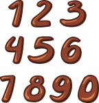 Скачать PNG картинку на прозрачном фоне Набор цифр, шоколад, сладости, от 0 до 9, нарисованные