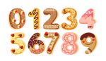 Скачать PNG картинку на прозрачном фоне Набор цифр сладости, от 0 до 9, нарисованные, вишенка, крем