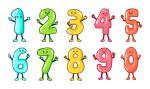 Скачать PNG картинку на прозрачном фоне Набор цифр, яркие, с мордочками от 0 до 9, нарисованные.png