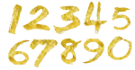 Скачать PNG картинку на прозрачном фоне Набор цифр, золото, от 0 до 9, нарисованные
