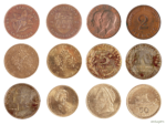 Скачать PNG картинку на прозрачном фоне Набор различных монет