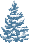Скачать PNG картинку на прозрачном фоне нарисованная, голубая елка вся в снегу