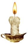 Скачать PNG картинку на прозрачном фоне Нарисованная горящая белая свечка, подсвечник с ручкой