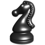 Скачать PNG картинку на прозрачном фоне Нарисованная шахматная фигура конь, черный, блестит