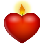 Скачать PNG картинку на прозрачном фоне Нарисованная свечка-сердце, красного цвета