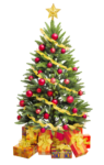 Скачать PNG картинку на прозрачном фоне нарисованная,елка на новый год с подарками