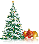Скачать PNG картинку на прозрачном фоне нарисованная,новогодняя елка с большими шарами