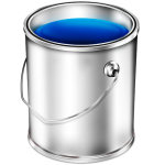Скачать PNG картинку на прозрачном фоне Нарисованное металлическое ведро с синей краской