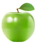 Скачать PNG картинку на прозрачном фоне Нарисованное зеленое яблоко с листом, вид сбоку