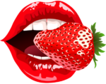Скачать PNG картинку на прозрачном фоне Нарисованные красные губы и клубника
