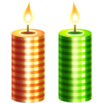 Скачать PNG картинку на прозрачном фоне Нарисованные полосатые желтая и зеленая горящая свеча