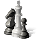 Скачать PNG картинку на прозрачном фоне Нарисованные шахматные фигуры, черный конь, черная пешка и белый король