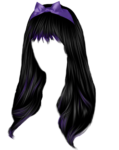 Скачать PNG картинку на прозрачном фоне Нарисованные женские волосы, с фиолентовым бантом