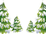 Скачать PNG картинку на прозрачном фоне нарисованные,четыре елки в снегу