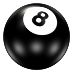 Скачать PNG картинку на прозрачном фоне Нарисованный бильярдный шар черный с цифрой восемь, 8