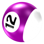 Скачать PNG картинку на прозрачном фоне Нарисованный бильярдный шар с фиолетовой полосой и цифрой двенадцать, 12
