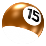 Скачать PNG картинку на прозрачном фоне Нарисованный бильярдный шар с желтой полосой и цифрой пятнадцать, 15