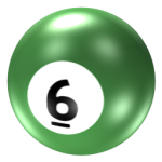 Скачать PNG картинку на прозрачном фоне Нарисованный бильярдный шар зеленый с цифрой шесть, 6