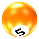 Скачать PNG картинку на прозрачном фоне Нарисованный бильярдный шар желтый с цифрой пять, 5
