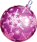 Скачать PNG картинку на прозрачном фоне нарисованный феолетовый елочный шар со снежинками