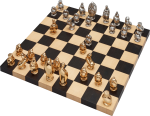 Скачать PNG картинку на прозрачном фоне Необычные шахматные фигуры на шахматной доске, вид сверху