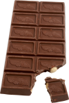 Скачать PNG картинку на прозрачном фоне Отломанная часть шоколадной плитки с цельным орехом